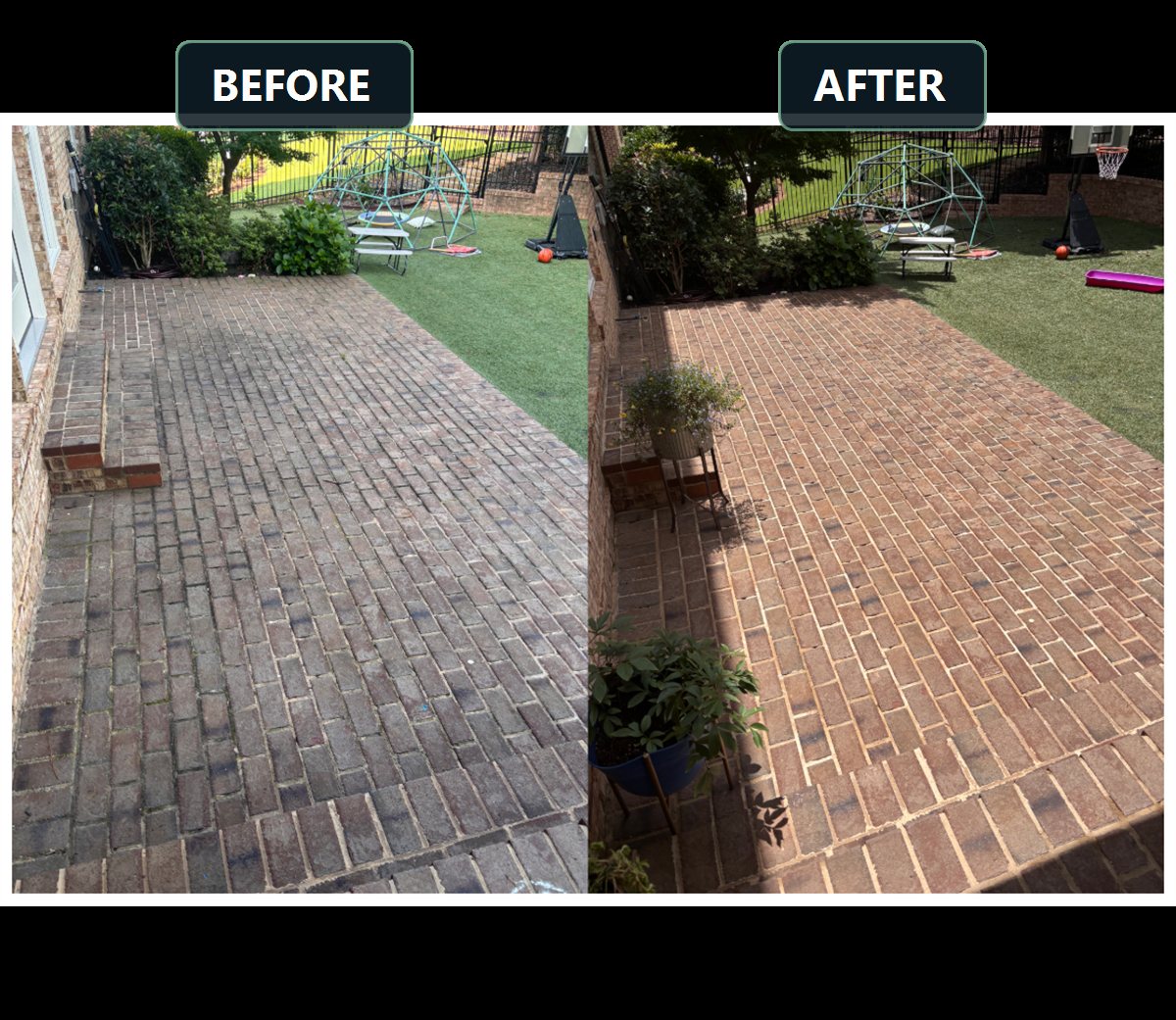 Paver walkway resanding and resealing before and after in Kennesaw, GA